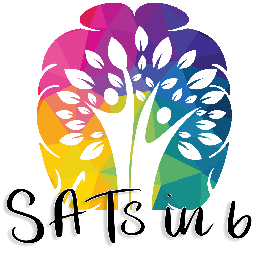 SATs in 6 logo — a colourful tree with two figures reaching upward